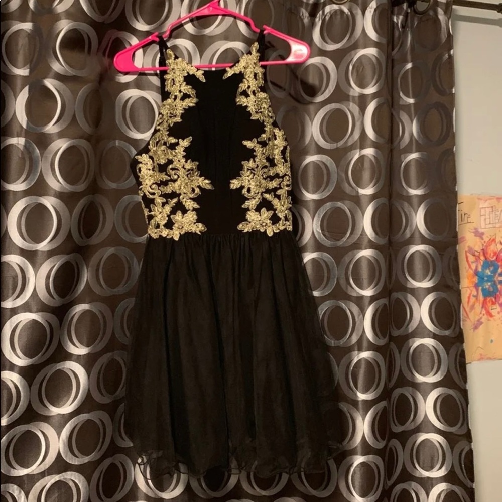 Gold and black dress